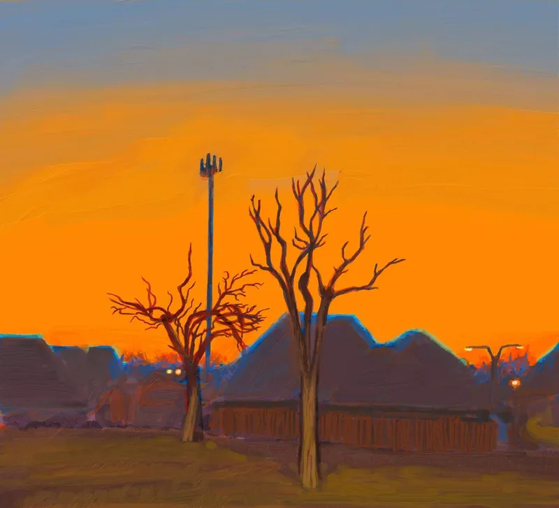 Orange Suburbia painting
